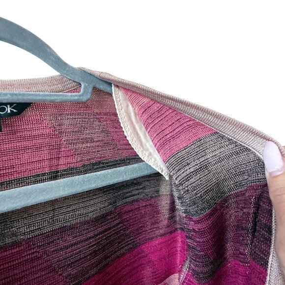 Misook Size XS Geometric Striped Open-Front Cardigan Sweater Duster Lagenlook - Picture 7 of 8